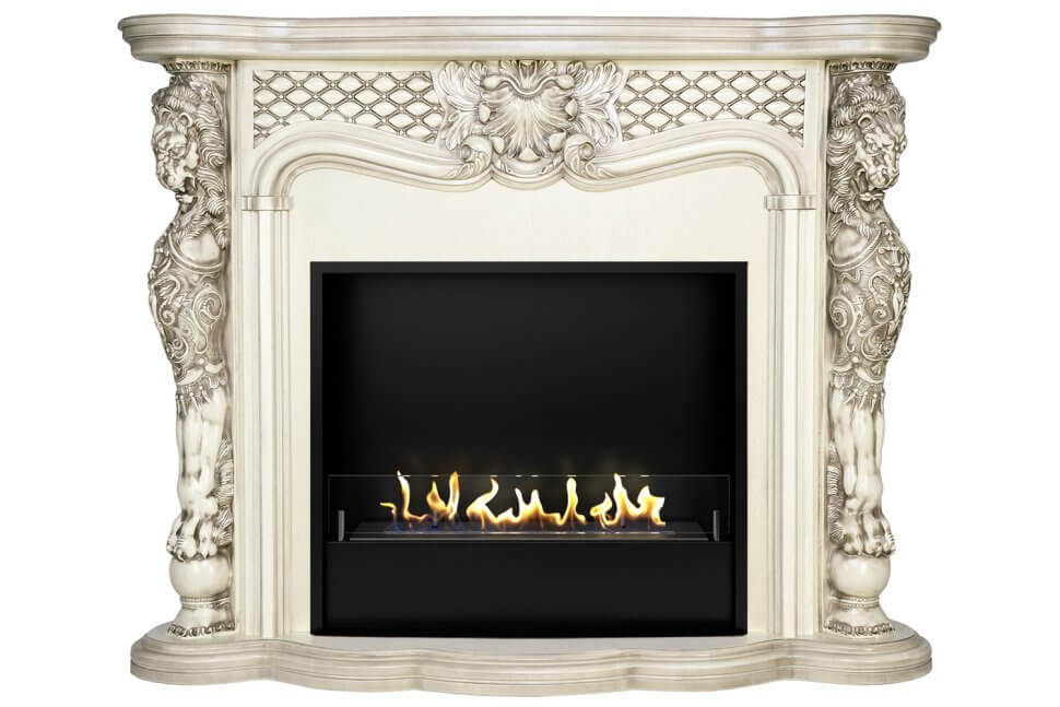 Биокамин в портале Firezo Castle Слоновая кость с патиной, стандарт