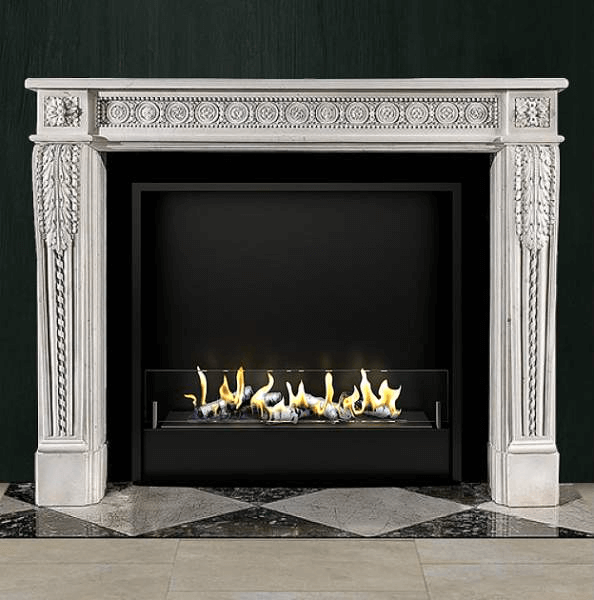 Биокамин в мраморном портале Firezo Ombre Rosse, стандарт