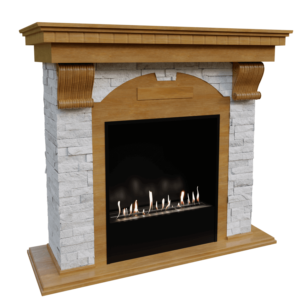 Биокамин в портале Firezo Dublin Дуб, Сланец Белый, стандарт