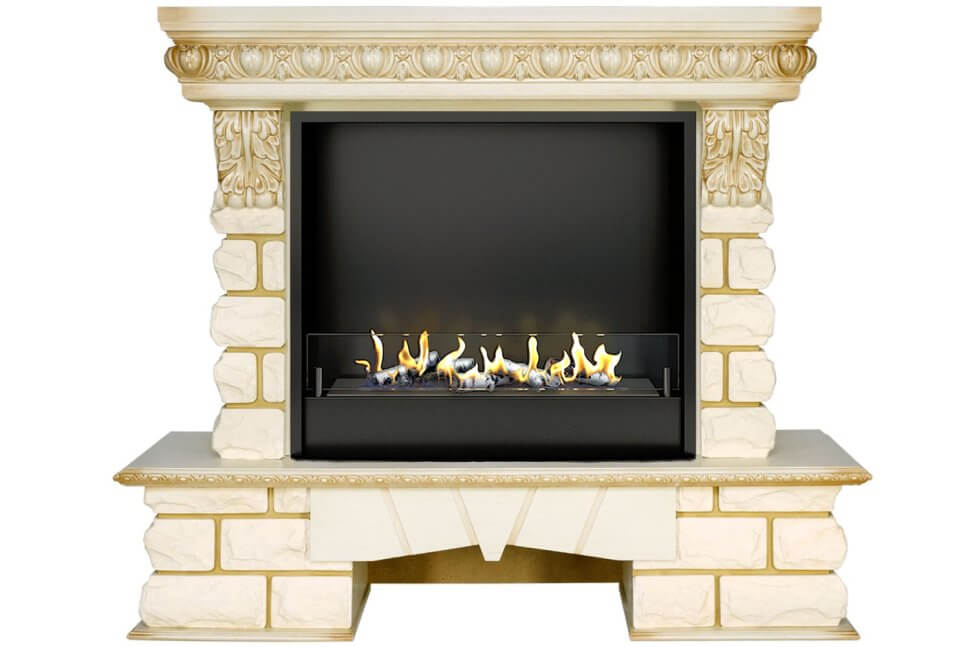 Биокамин в портале Firezo Pierre luxe Lord Слоновая кость, стандарт
