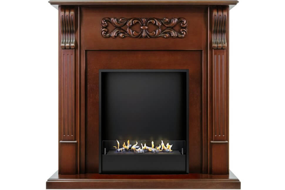 Биокамин в портале Firezo Venice Махагон коричневый антик, стандарт